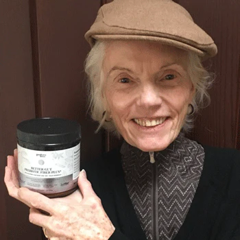 Susan S. holding Better Gut Prebiotic Fiber Plus